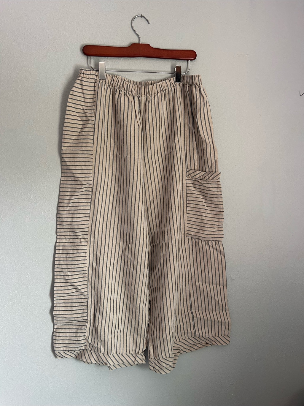 Khangura Assisi Patch Pocket Striped Linen Pants